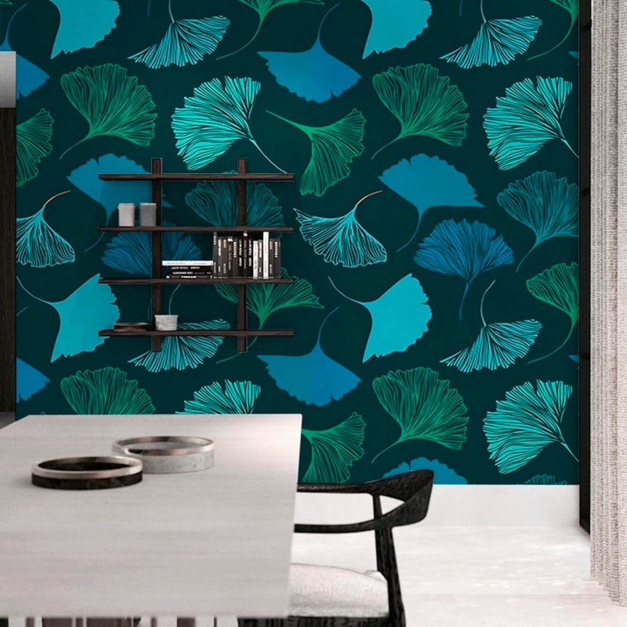 Wallpaper vinyl para pared de flores aqua