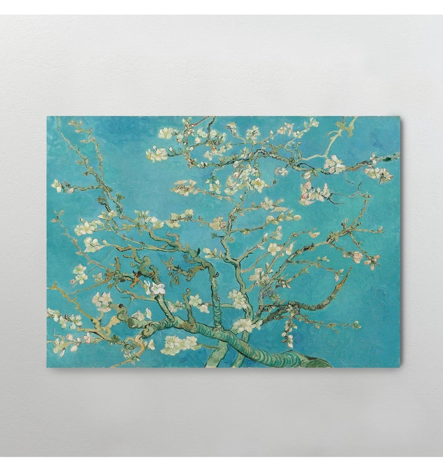Cuadro Decorativo Almond Blossom de Van Gogh Colgado en una pared color gris claro, Cuadro Almendro en Flor