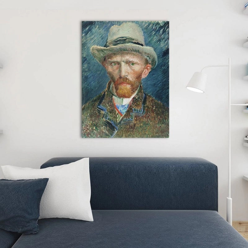 Cuadro Decorativo autorretrato III de Van Gogh colgado en la pared de la sala