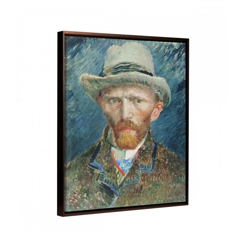 Cuadro Canvas autorretrato III de Van Gogh con marco flotante chocolate