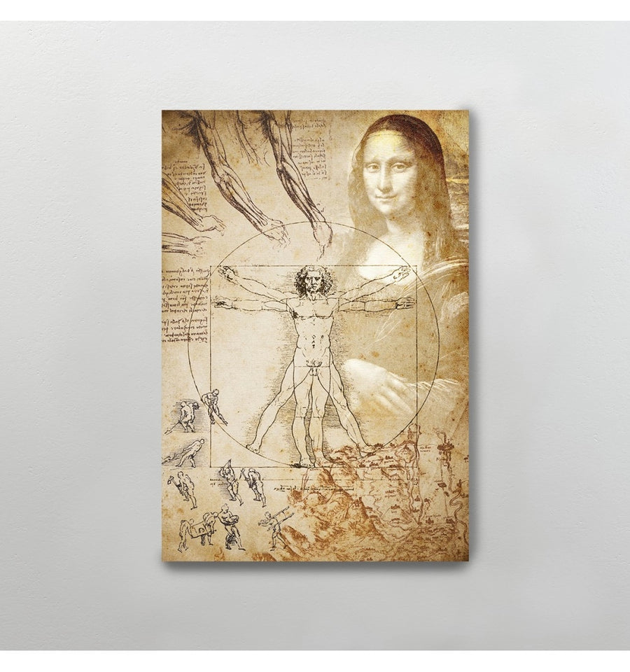 cuadro decorativo bocetos de Leonardo da Vinci monalisa hombre vitruviano 