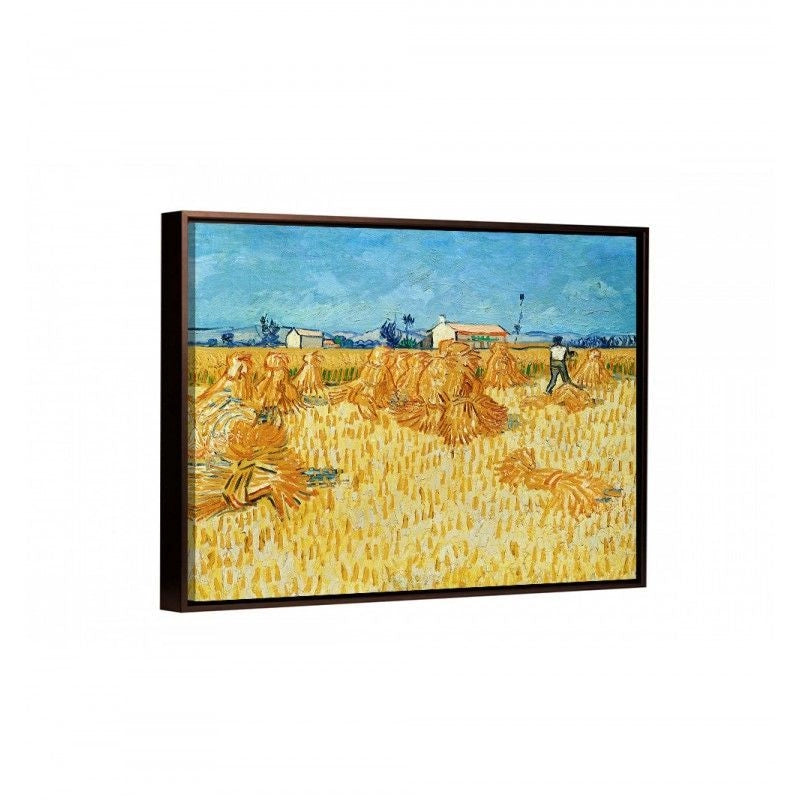 Cuadro canvas cosecha de van gogh con marco flotante chocolate arte famoso cuadro para sala