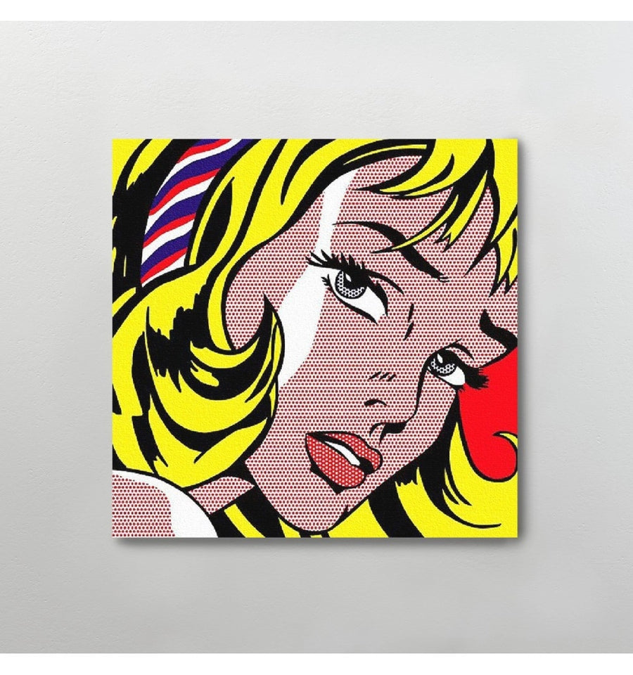 Girl with Hair ribbon - Roy Lichtenstein fondo gris