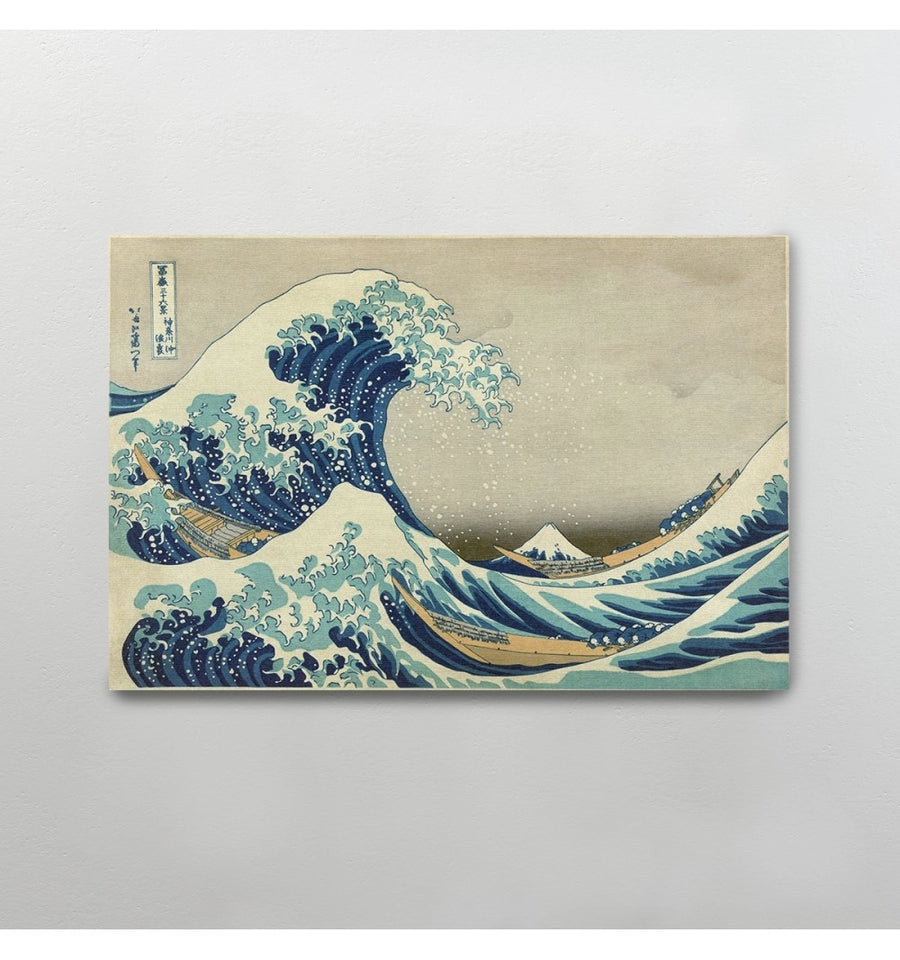 Gran Ola de Kanagawa - Hokusai cuadro decorativo fondo gris