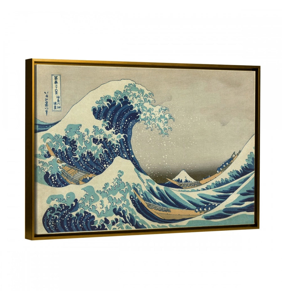 Gran Ola de Kanagawa - Hokusai cuadro decorativo marco dorado