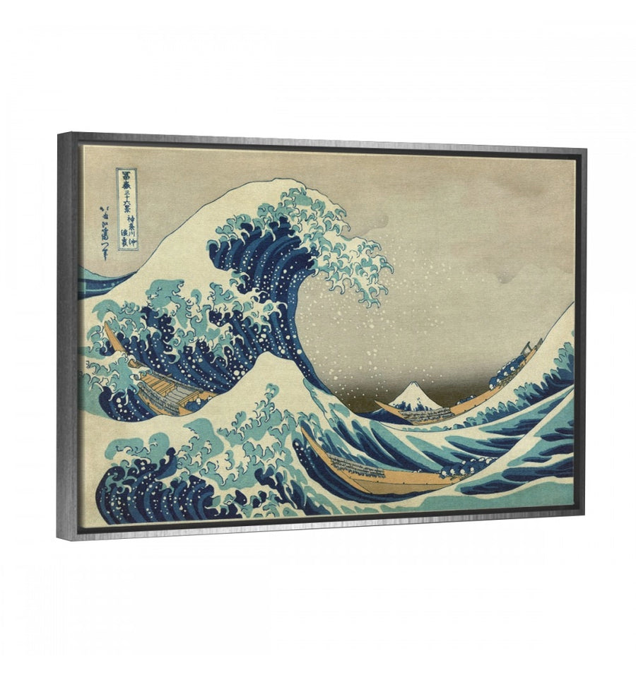 Gran Ola de Kanagawa - Hokusai cuadro decorativo marco plata