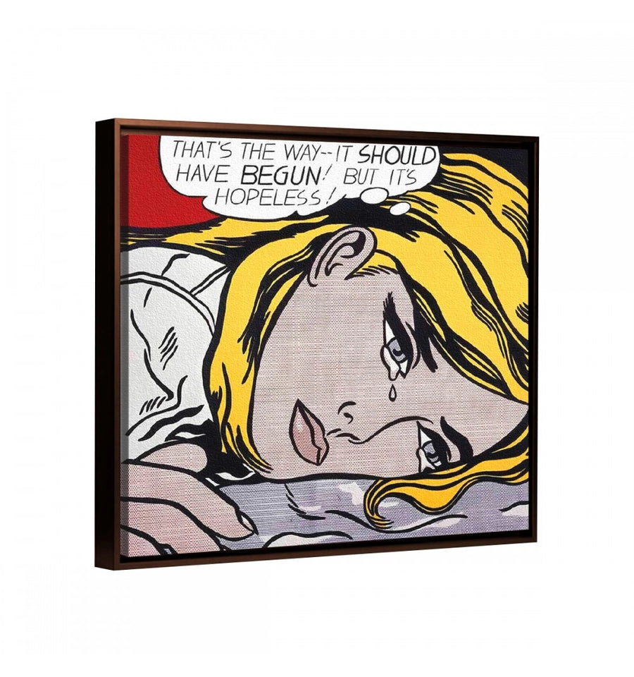 Cuadro decorativo Roy Lichtenstein - hopeless con marco chocolate