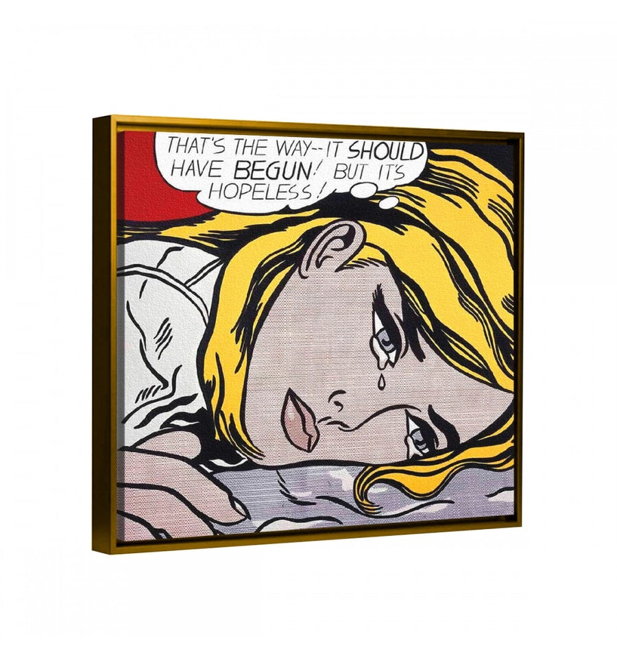 Cuadro decorativo Roy Lichtenstein - hopeless con marco dorado