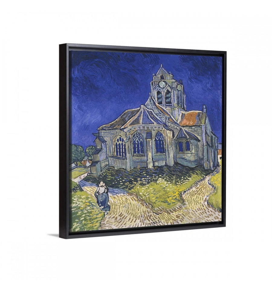Cuadro canvas la iglesia de auvers de van gogh con marco flotante negro