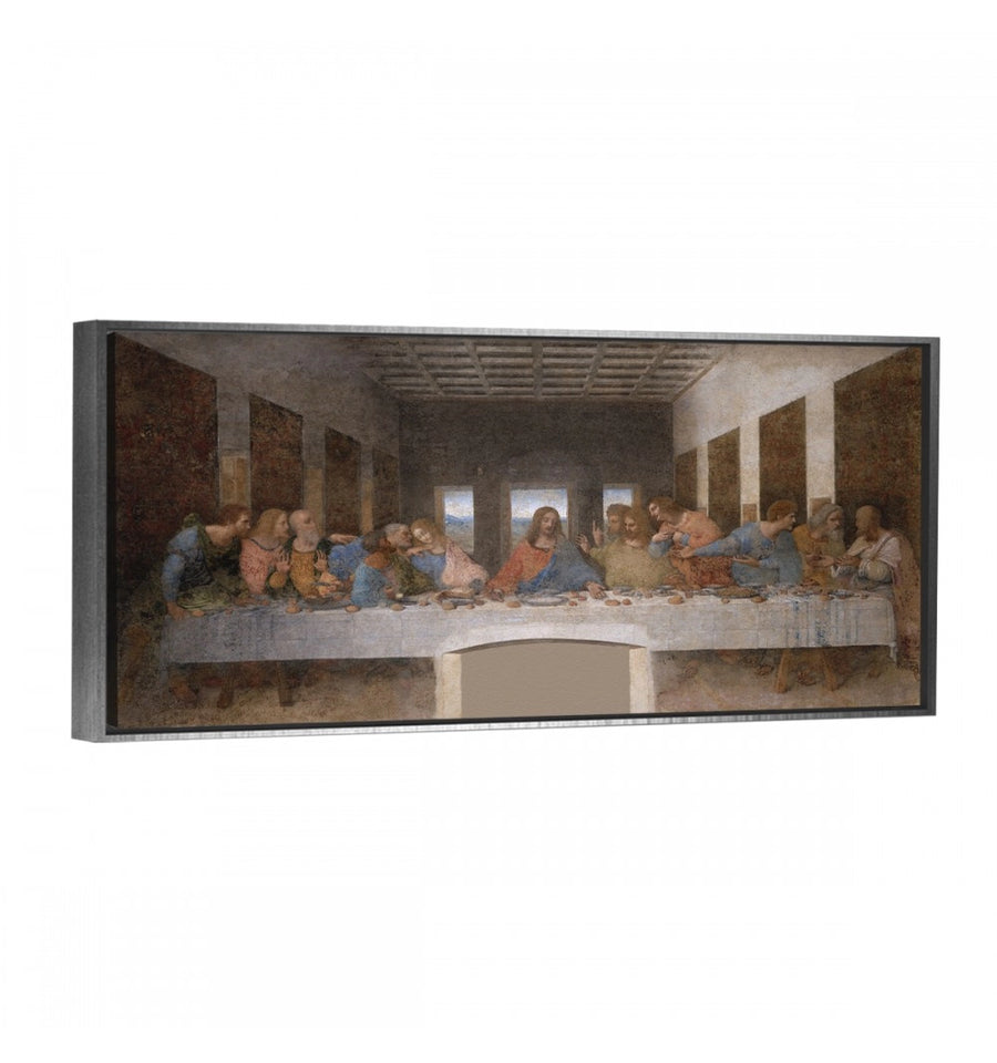 cuadro decorativo la ultima cena de Leonardo da vinci con marco flotante plata