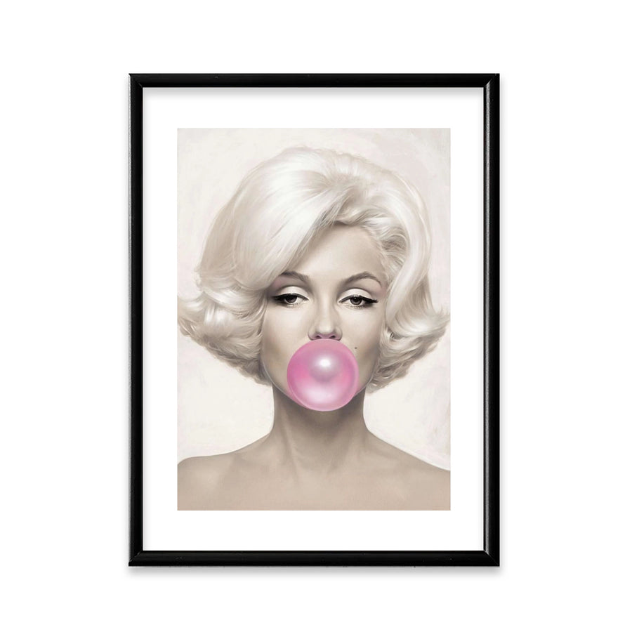 Cuadro con marco Marilyn Monroe Bomba de Chicle Rosa
