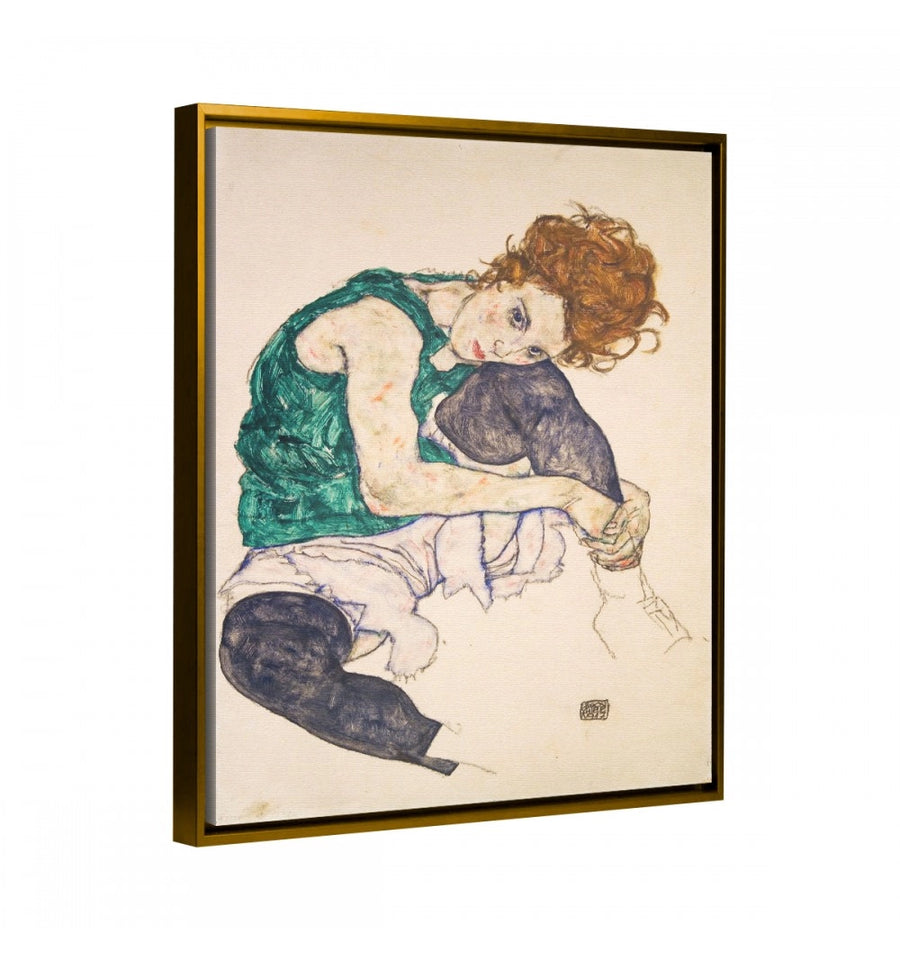 Mujer Sentada con Rodilla Flexionada - Egon Schiele