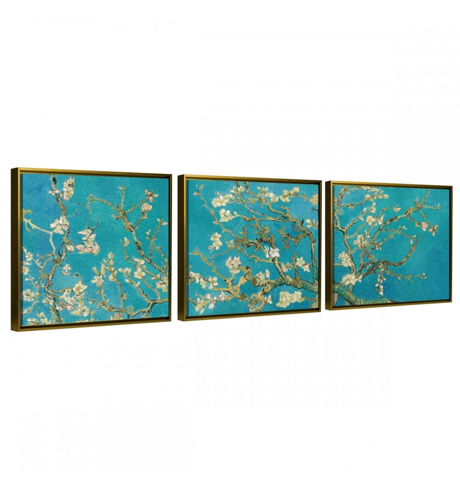 cuadros almendro en flor de van gogh enmarcado con marco flotante oro dorado