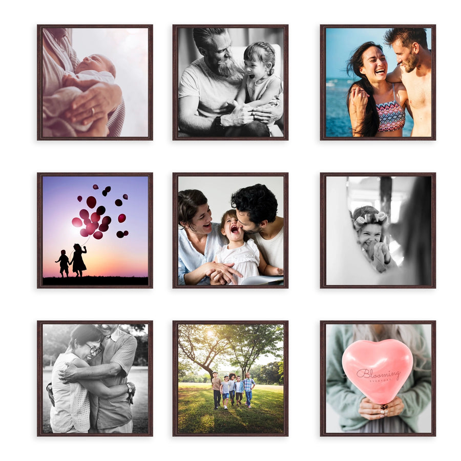 cuadros personalizados con fotos bebe pareja con marco chocolate
