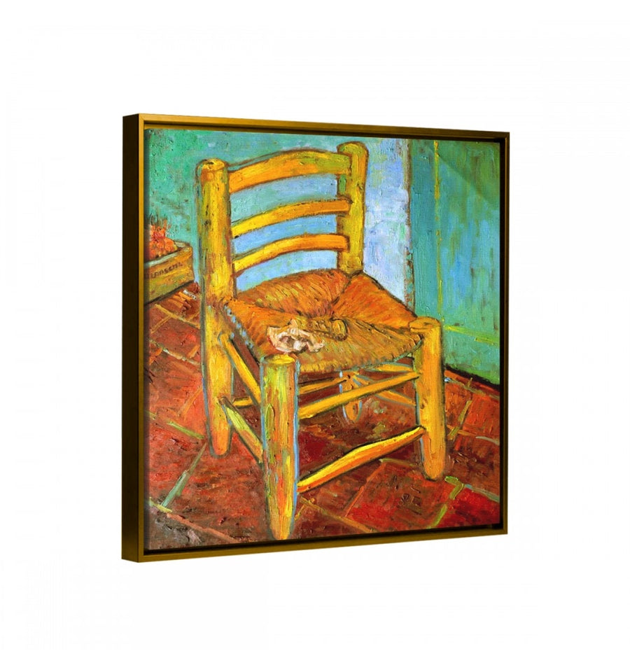 cuadro la silla de van gogh enmarcado con marco flotante oro
