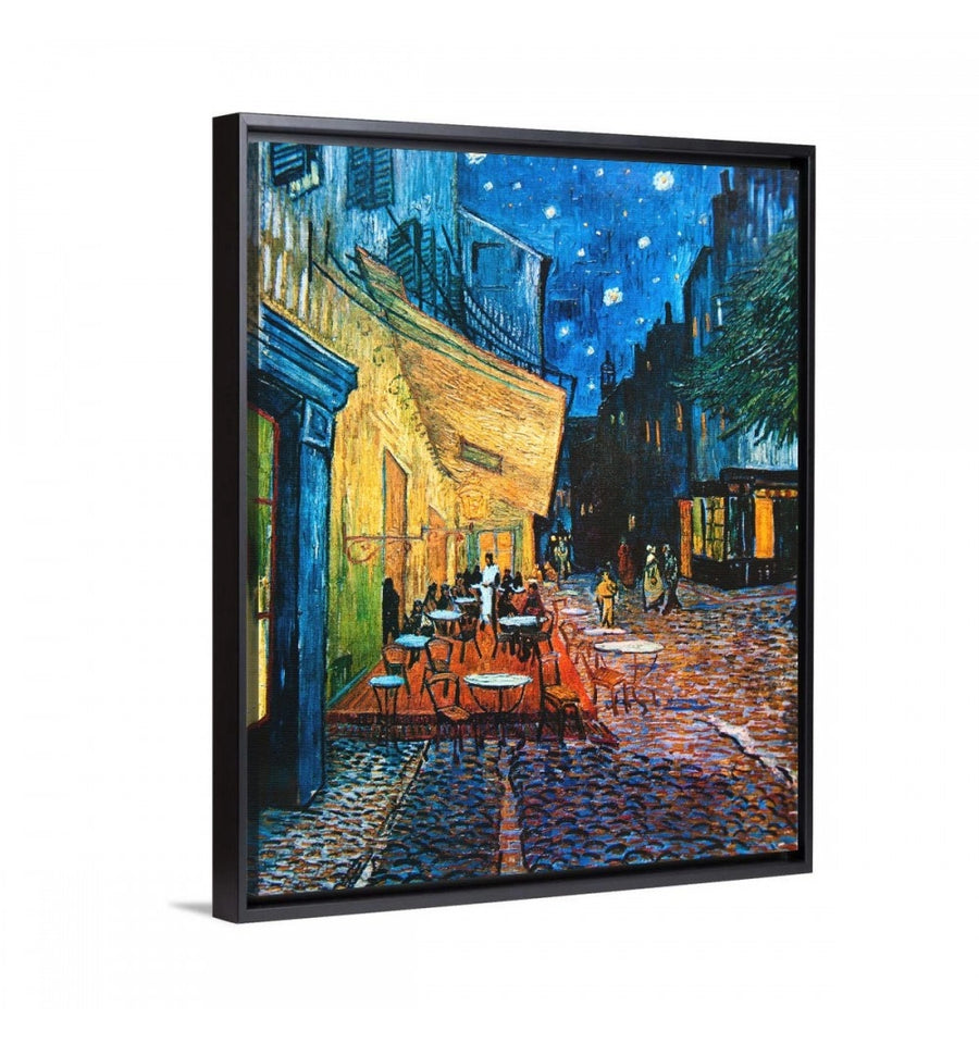 cuadro Terraza de Café por la Noche de Van Gogh con marco flotante negro