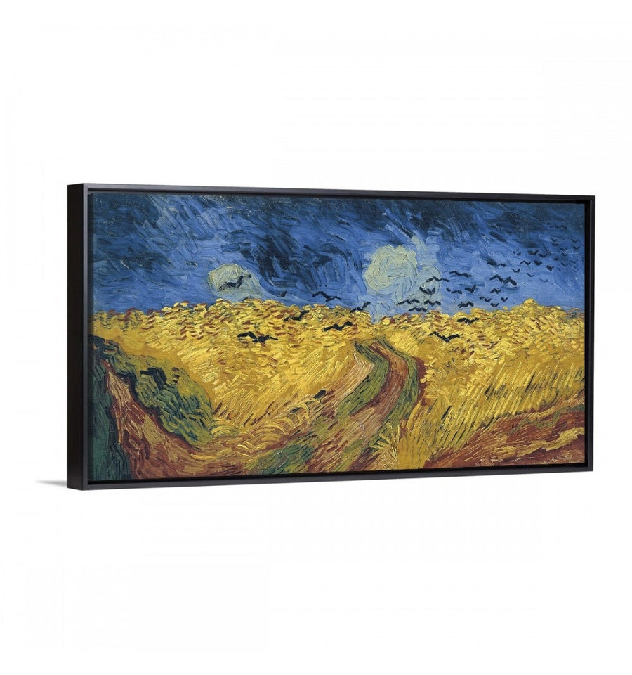 cuadro Trigal con Cuervos de Van Gogh con marco flotante negro