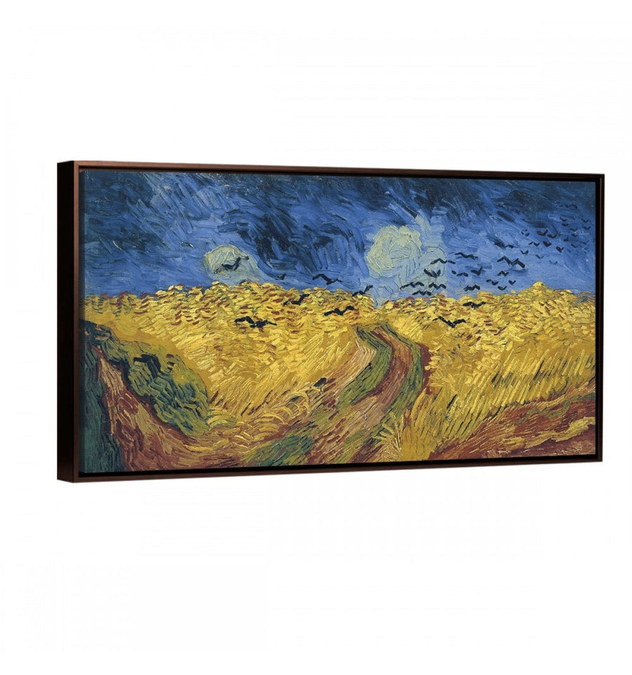 cuadro Trigal con Cuervos de Van Gogh con marco flotante chocolate
