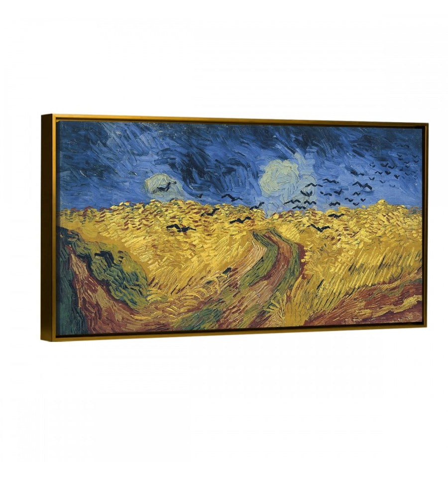 cuadro Trigal con Cuervos de Van Gogh con marco flotante oro