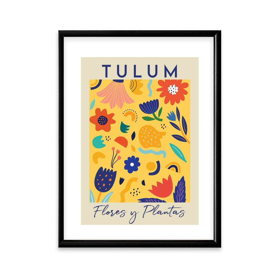 Cuadro con marco Tulum México Flores y Plantas