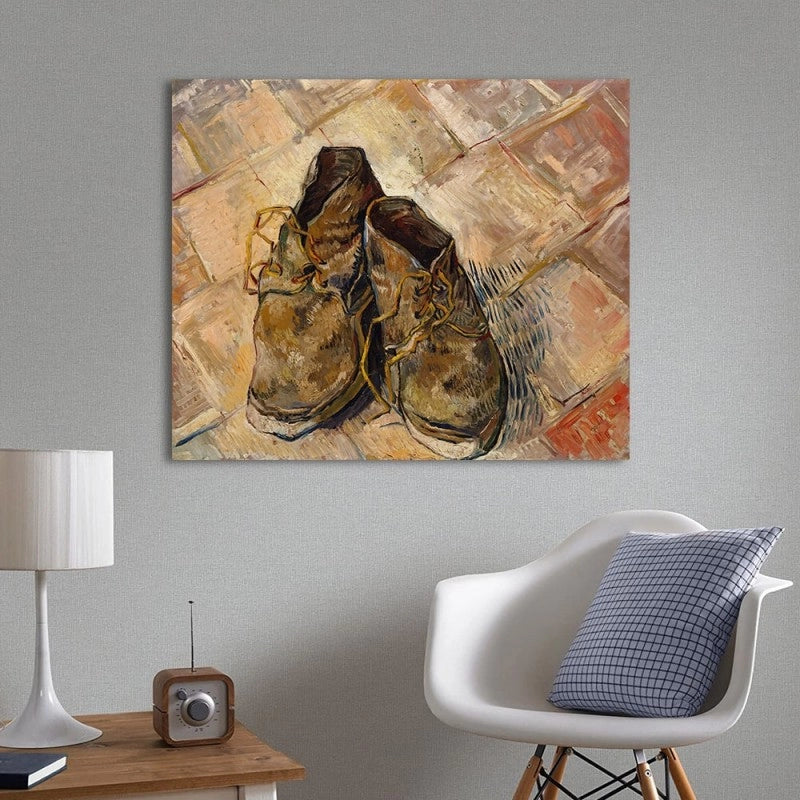 cuadro decorativo zapatos de van gogh en la sala, cuadro para sala